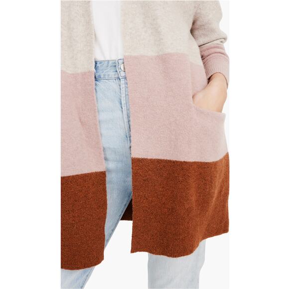 Madewell Ryder Color Block Merino & Alpaca Wool Blend Open Cardigan w Pockets - Picture 5 of 11